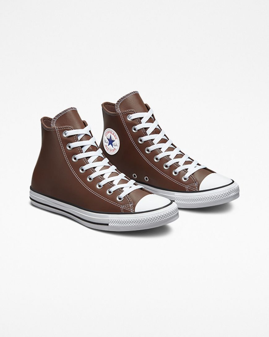 Tenisi Inalti Barbati Converse Chuck Taylor All Star Faux Piele Albi Negrii | RO ZWYCS136